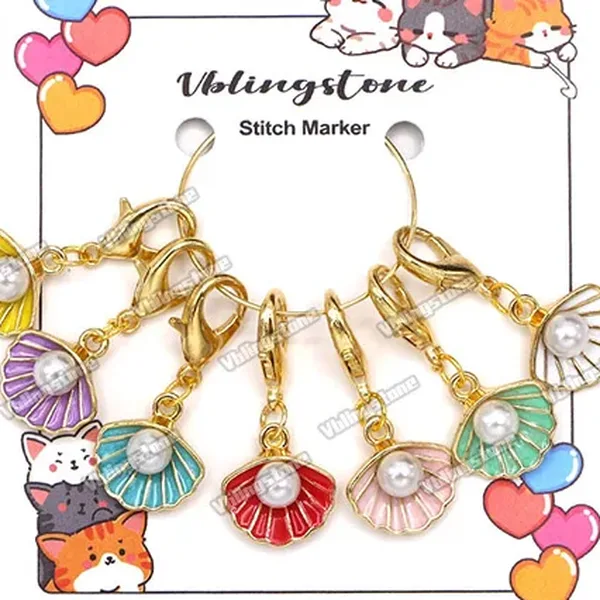 Pearl Shells enamel charm set